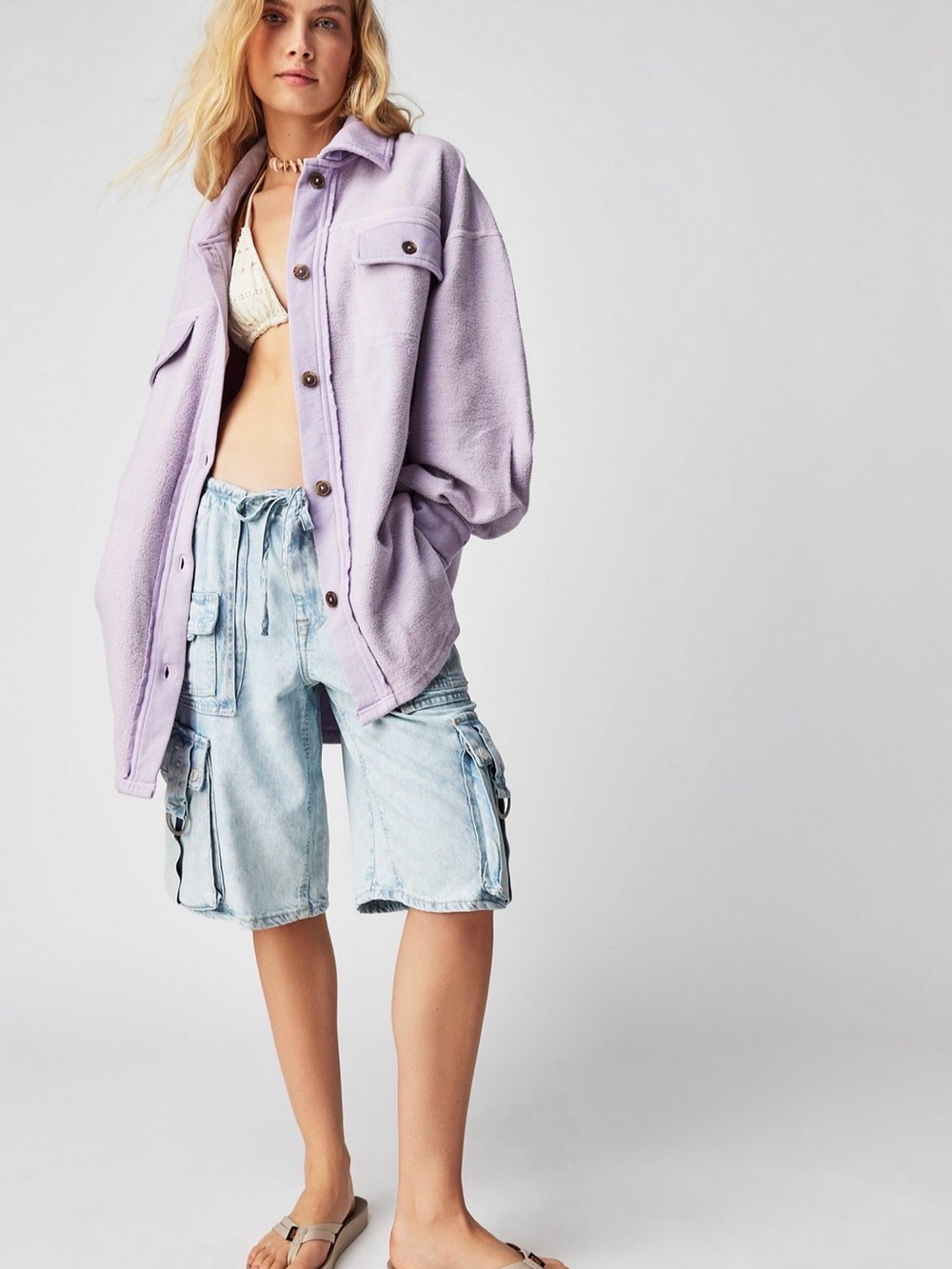Free People Ruby Jacket Lavender Lilac Oversized Shacket L